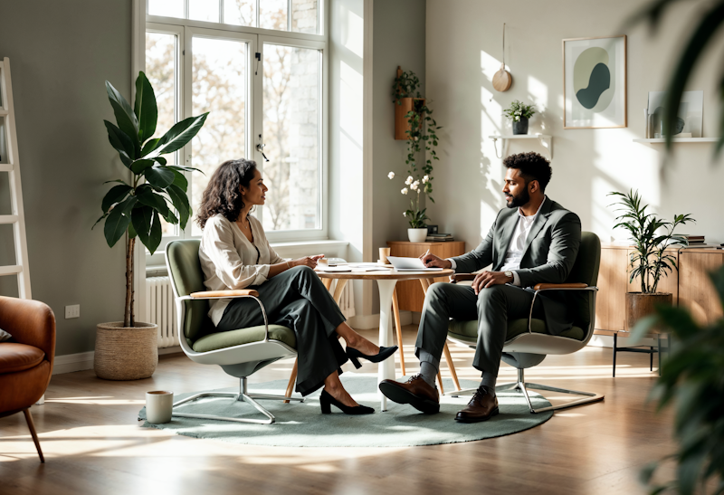 Professioneller Finanzberater bei der Beratung mit Kunden